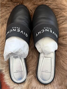 Givenchy Black and White Logo Slip-On Mules